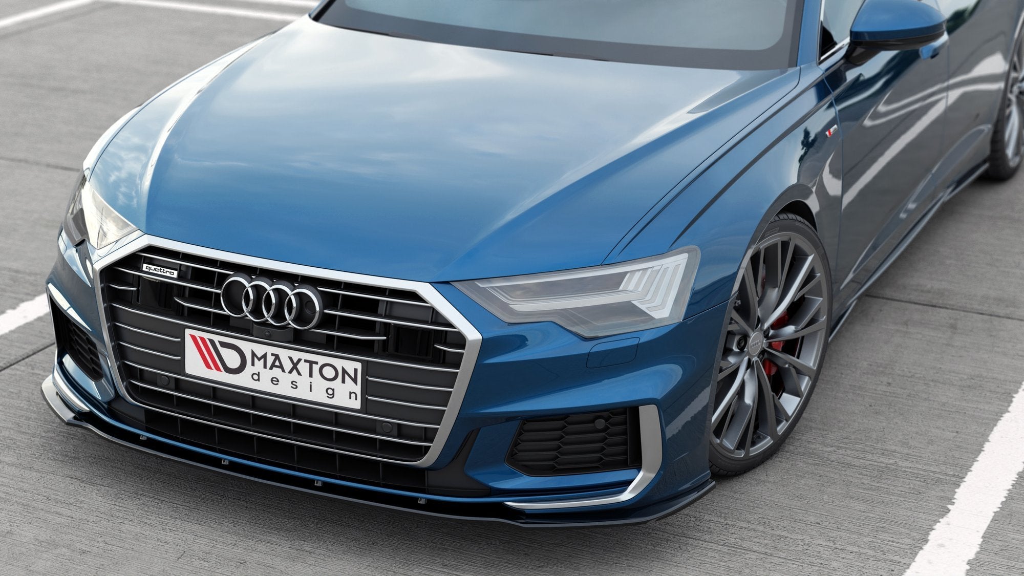 Maxton Design Street+ Spoilerlippe Front Ansatz V.2 passend für Audi A6 S-Line / S6 C8 / C8 Facelift schwarz Hochglanz