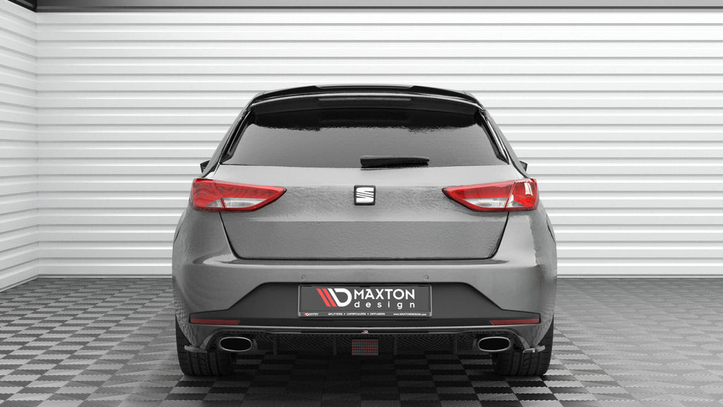Maxton Design Spoiler CAP V.2 passend für Seat Leon Cupra Sportstourer Mk3 Facelift schwarz Hochglanz
