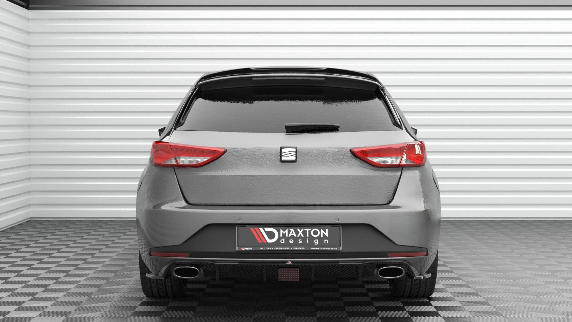 Maxton Design Spoiler CAP V.2 passend für Seat Leon Cupra Sportstourer Mk3 Facelift schwarz Hochglanz