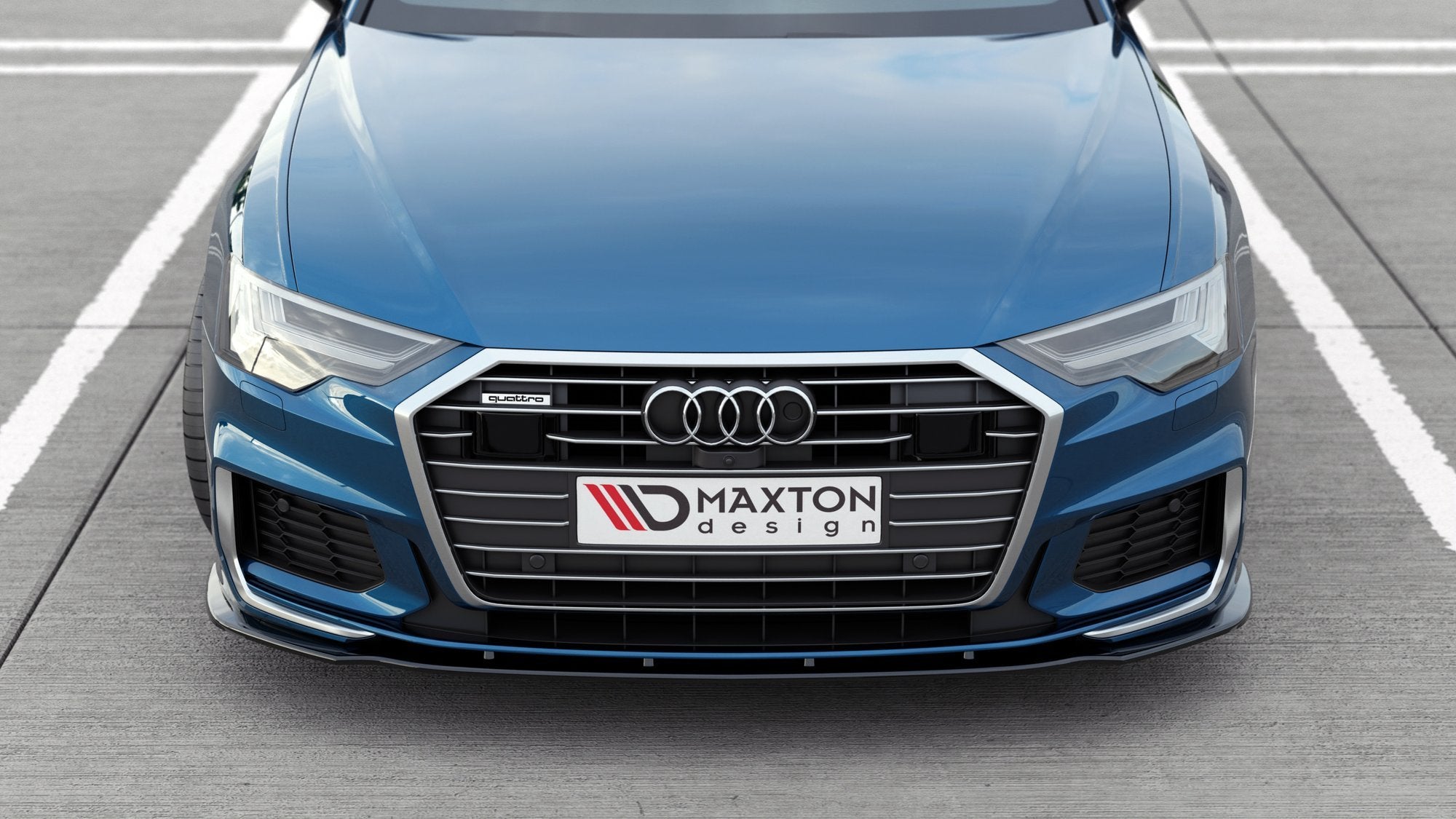 Maxton Design Street+ Spoilerlippe Front Ansatz V.2 passend für Audi A6 S-Line / S6 C8 / C8 Facelift schwarz Hochglanz