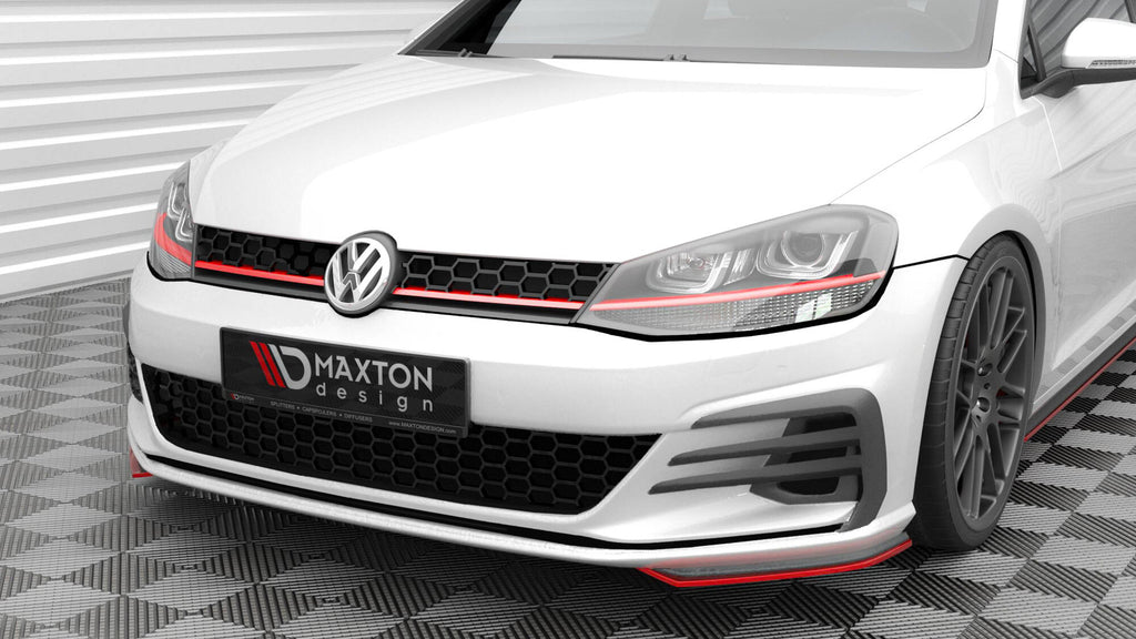 Maxton Design Street+ Spoilerlippe Front Ansatz passend für Seite VW Golf GTI / GTD Mk7 Facelift schwarz Hochglanz
