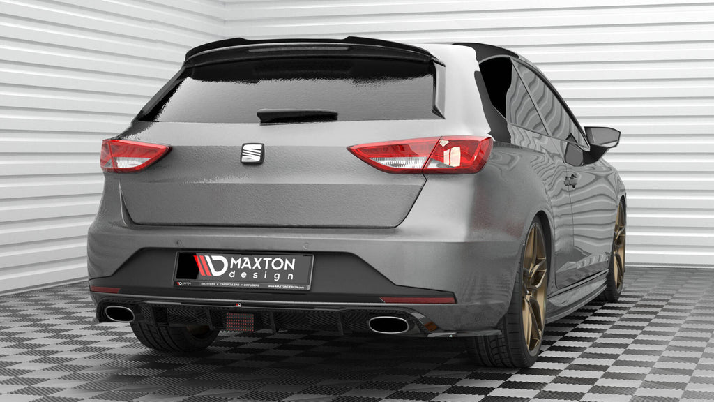 Maxton Design Spoiler CAP V.2 passend für Seat Leon Cupra Sportstourer Mk3 Facelift schwarz Hochglanz