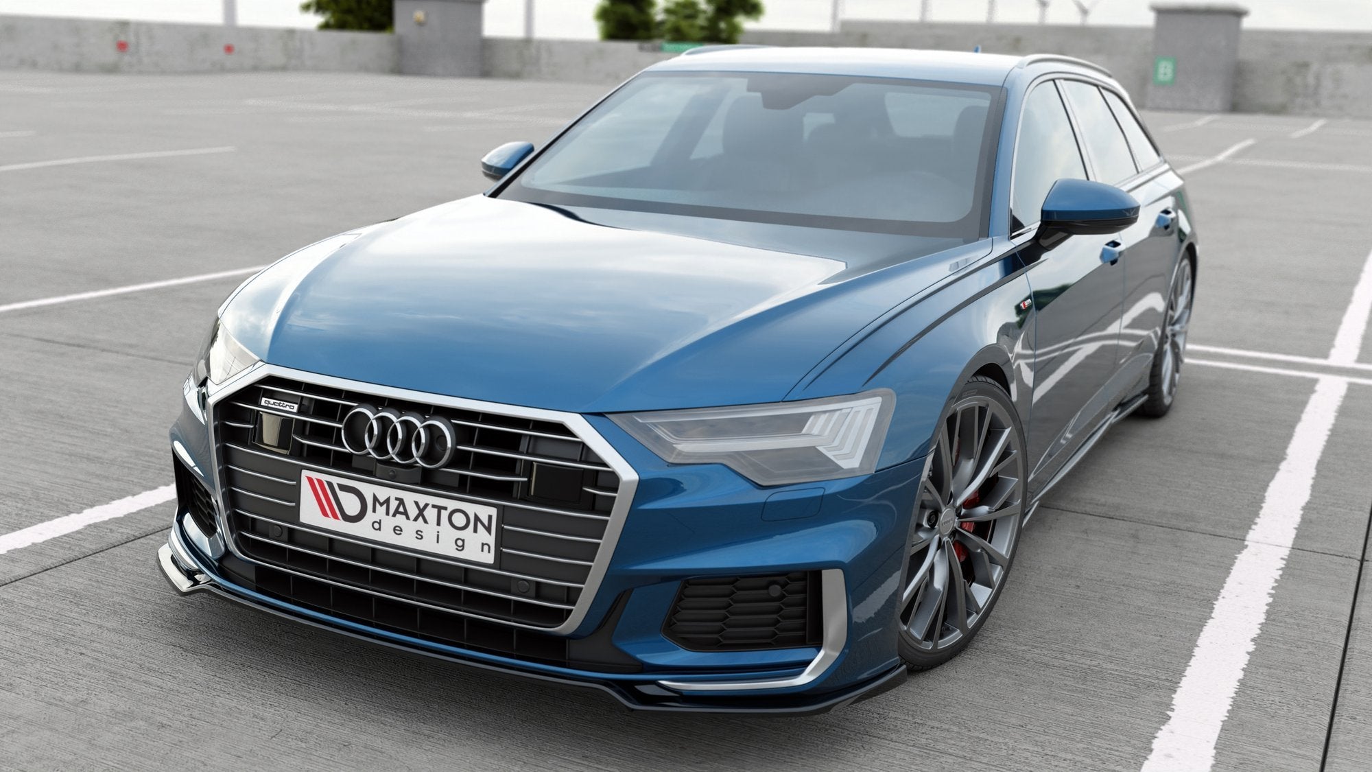 Maxton Design Street+ Spoilerlippe Front Ansatz V.1 passend für Audi A6 S-Line / S6 C8 / C8 Facelift schwarz Hochglanz