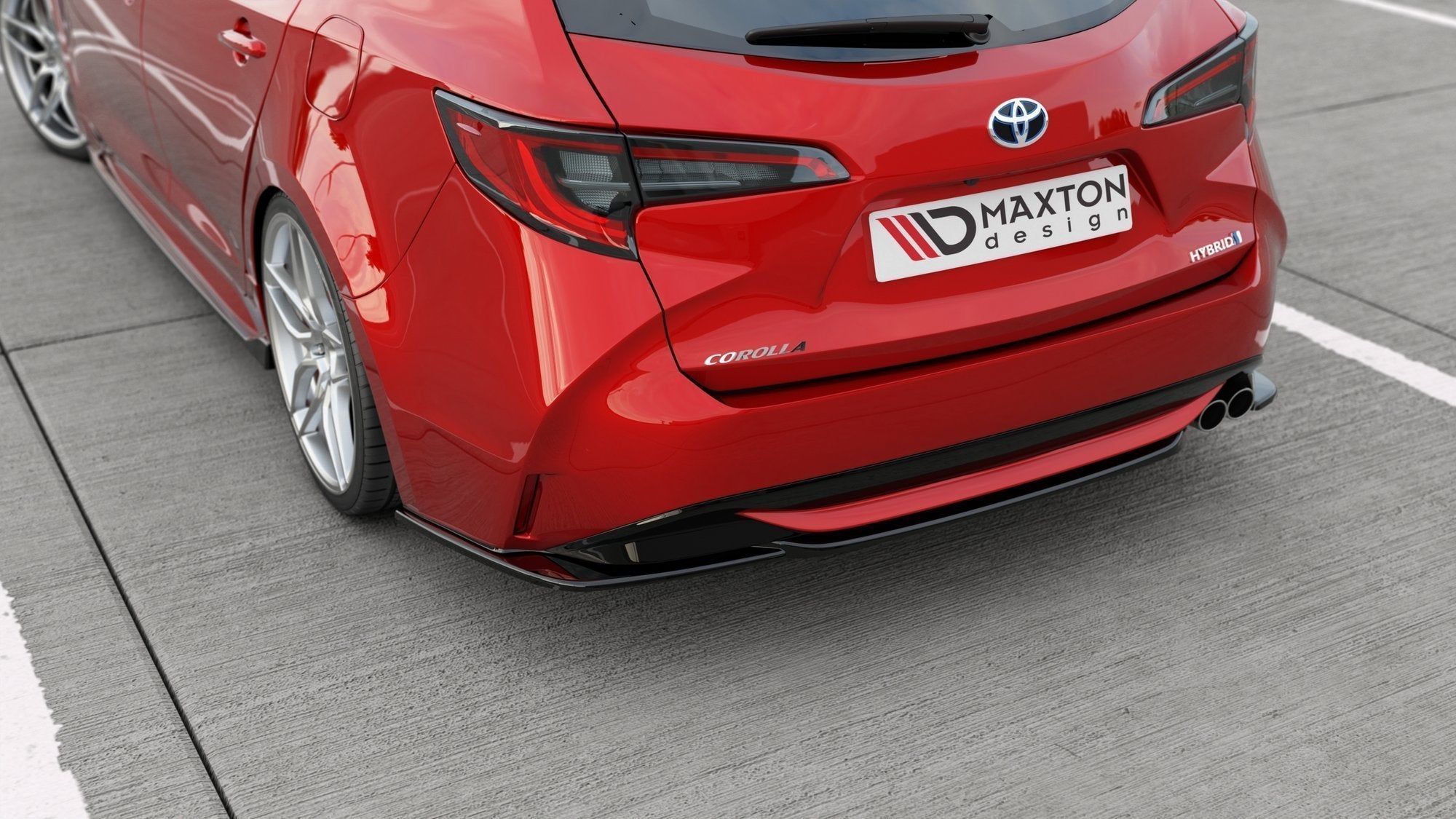 Maxton Design Heck Ansatz Flaps Diffusor passend für Toyota Corolla XII Touring Sports schwarz Hochglanz