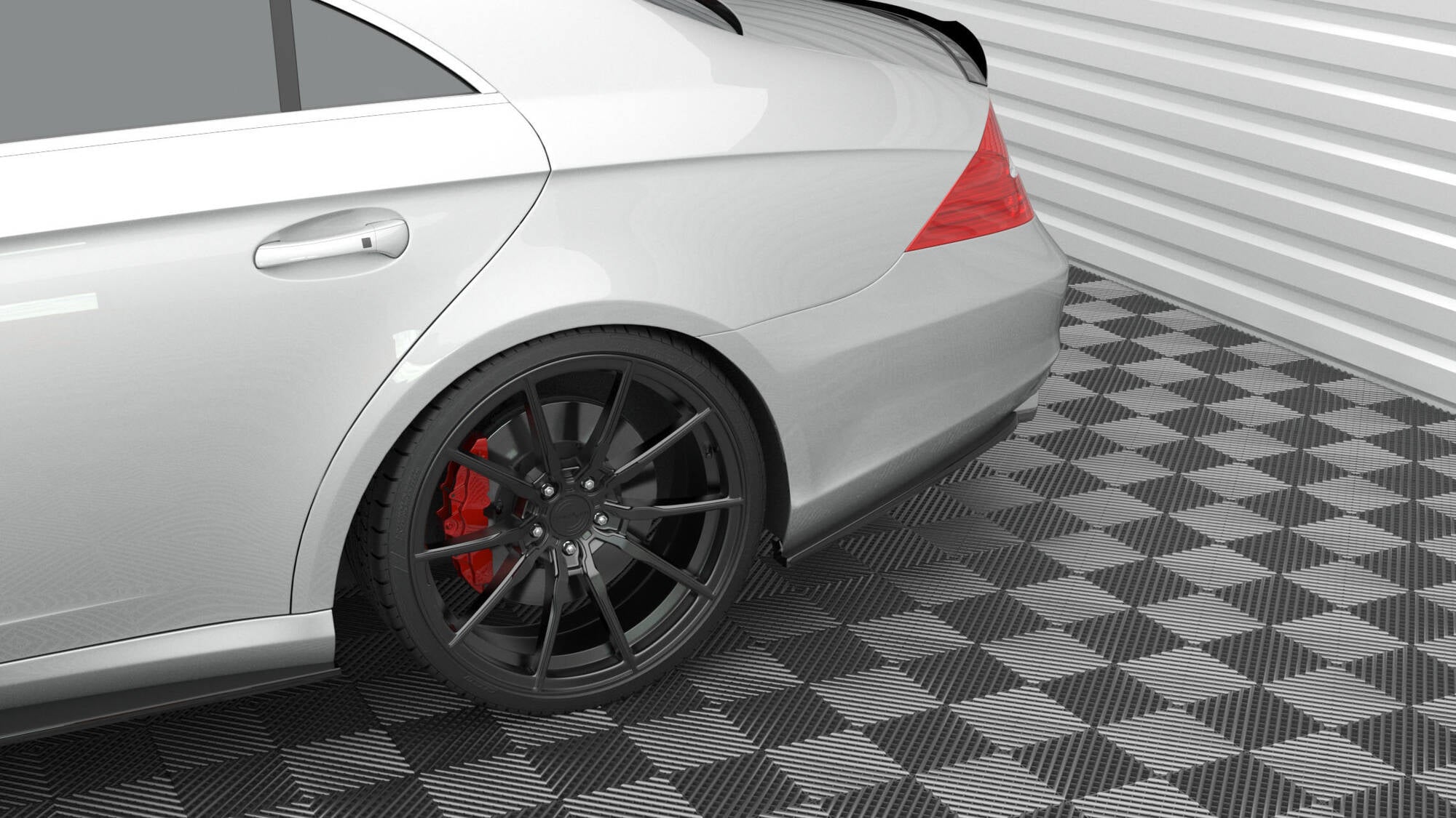Maxton Design Heck Ansatz Flaps Diffusor passend für Mercedes-Benz CLS C219 schwarz Hochglanz