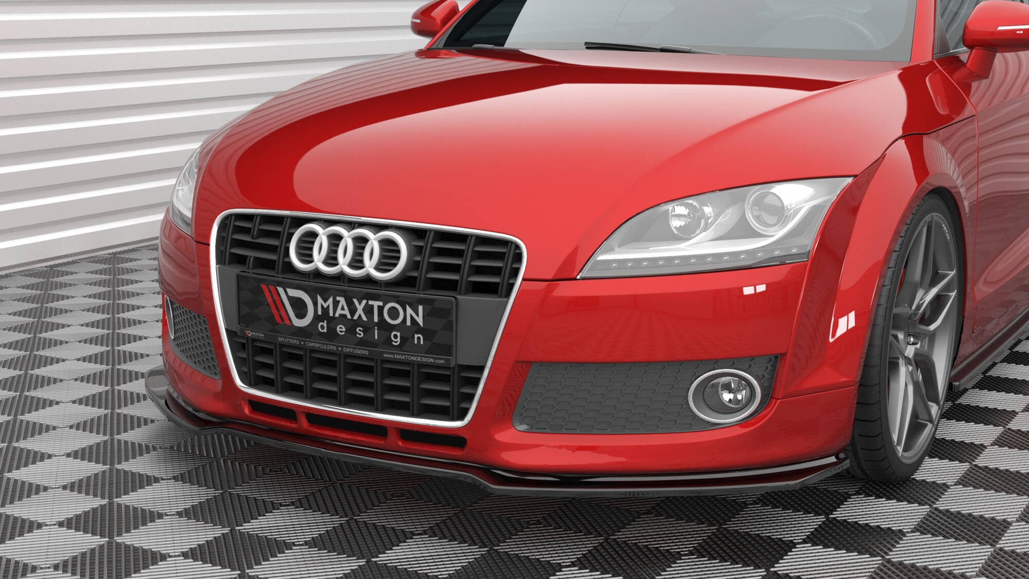 Maxton Design Street+ Spoilerlippe Front Ansatz V.2 passend für Audi TT 8J schwarz Hochglanz