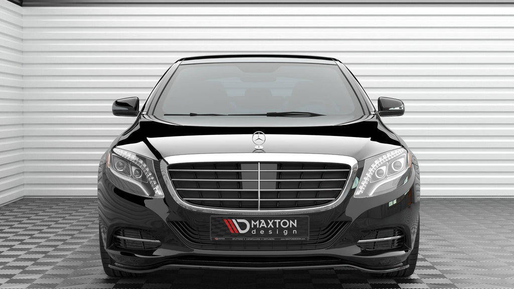 Maxton Design Street+ Spoilerlippe Front Ansatz V.1 passend für Mercedes-Benz S W222 schwarz Hochglanz