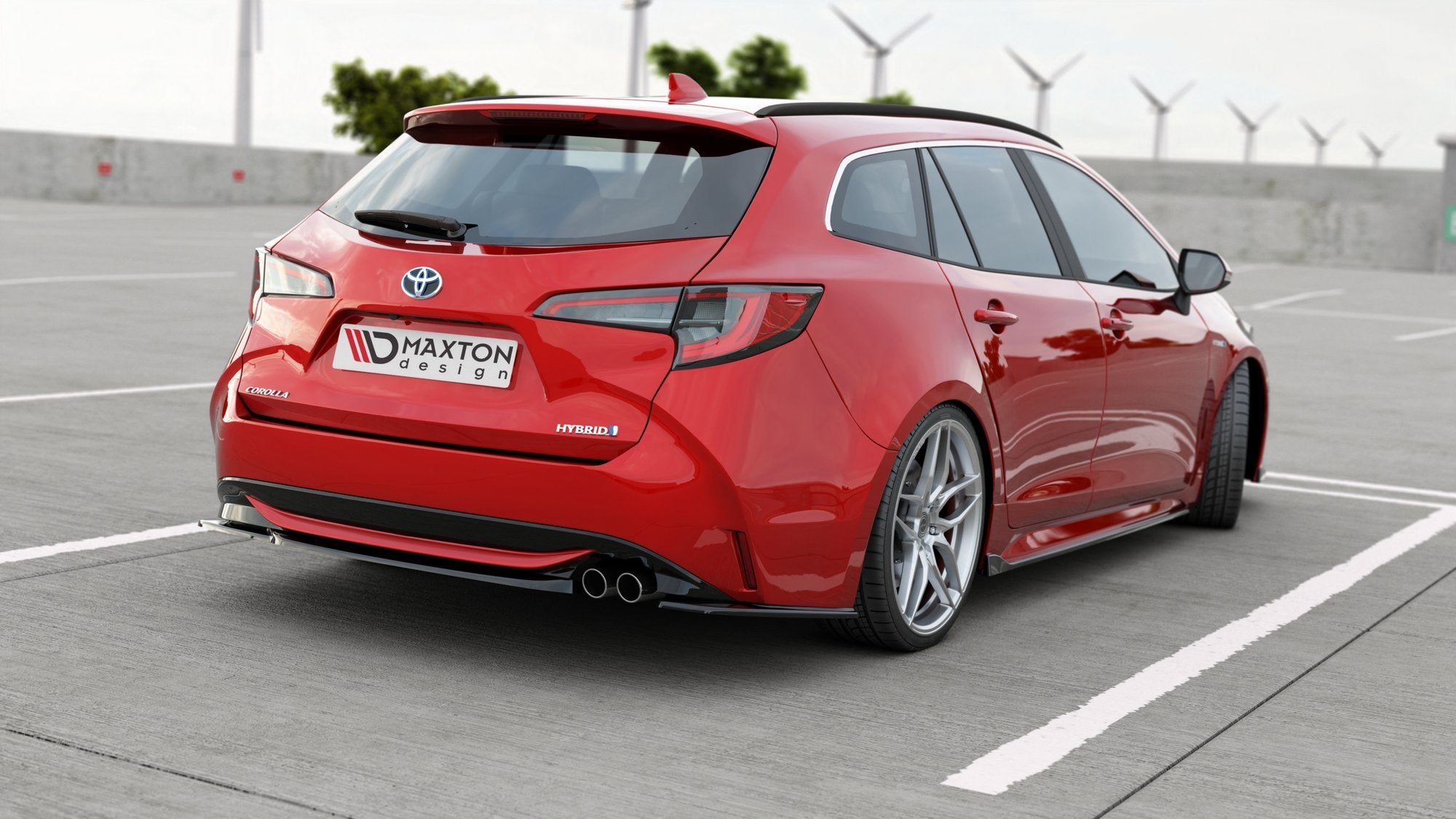 Maxton Design Heck Ansatz Flaps Diffusor passend für Toyota Corolla XII Touring Sports schwarz Hochglanz