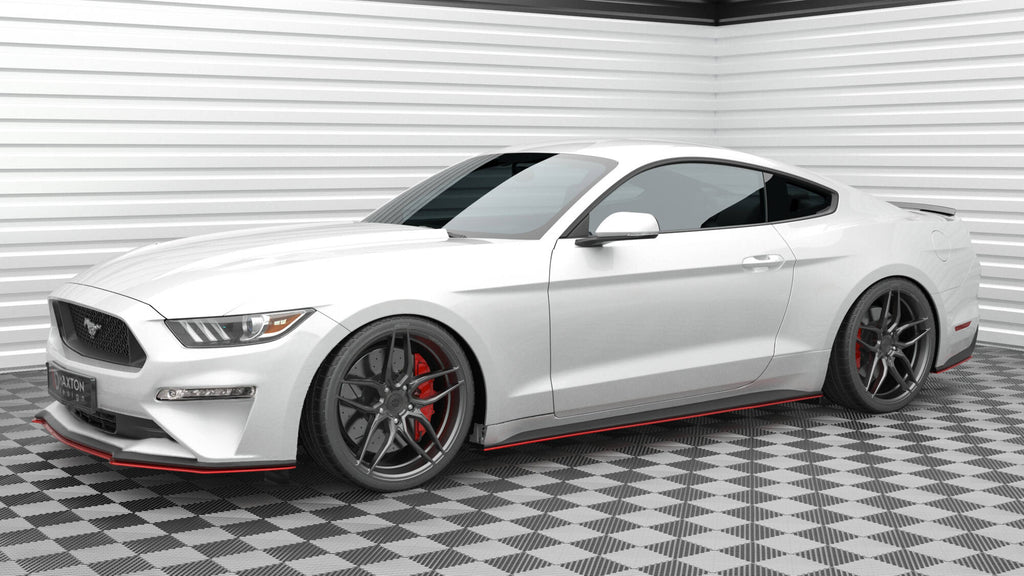 Maxton Design Street+ Seitenschweller Leisten V.2 passend für Ford Mustang Mk6 Facelift schwarz Hochglanz