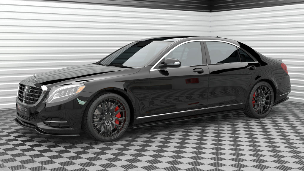 Maxton Design Street+ Seitenschweller Leisten passend für Mercedes-Benz S Long W222 schwarz Hochglanz