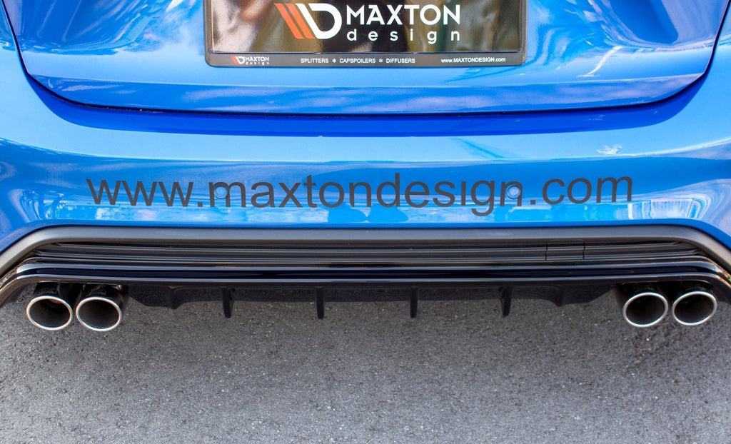 Maxton Design Diffusor Heck Ansatz passend für Ford Focus Hatchabck ST-Line schwarz Hochglanz