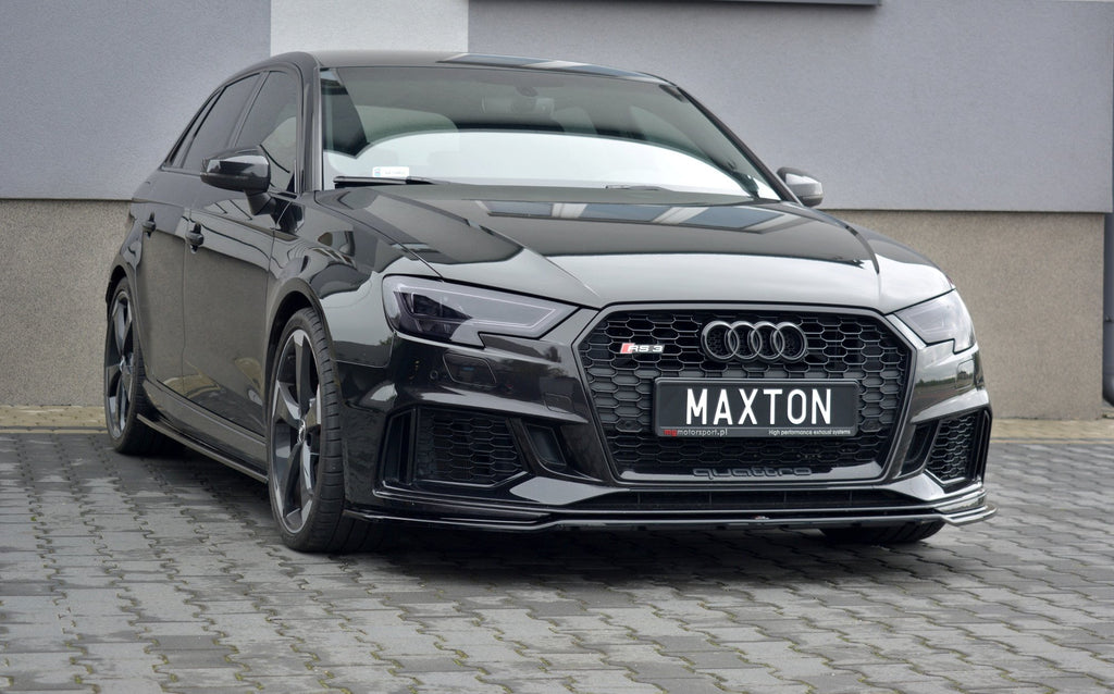 Maxton Design Street+ Spoilerlippe Front Ansatz V.2 passend für Audi RS3 Sportback 8V Facelift schwarz Hochglanz