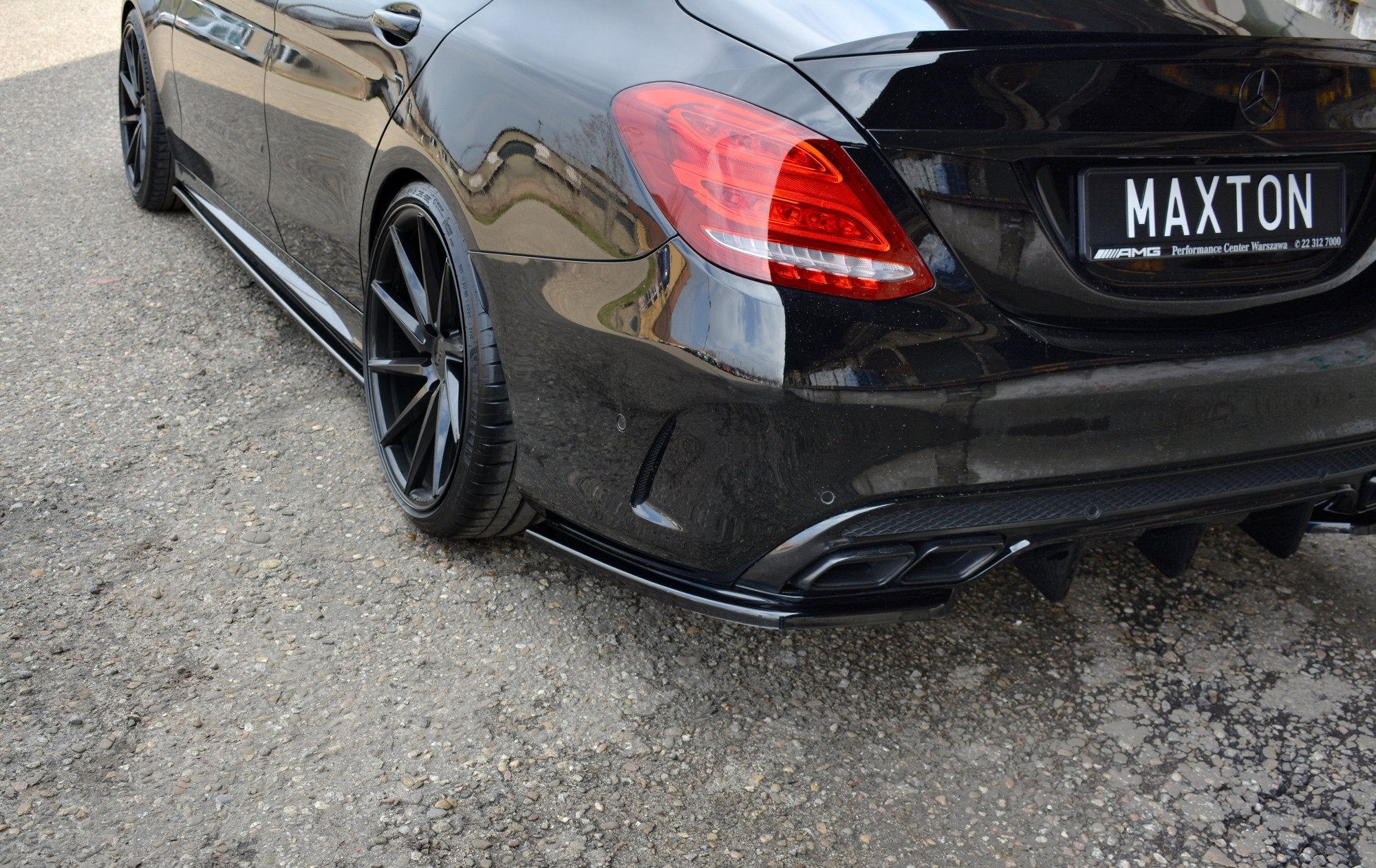 Maxton Design Heck Ansatz Flaps Diffusor passend für Mercedes-AMG C 43 Limousine W205 Facelift schwarz Hochglanz