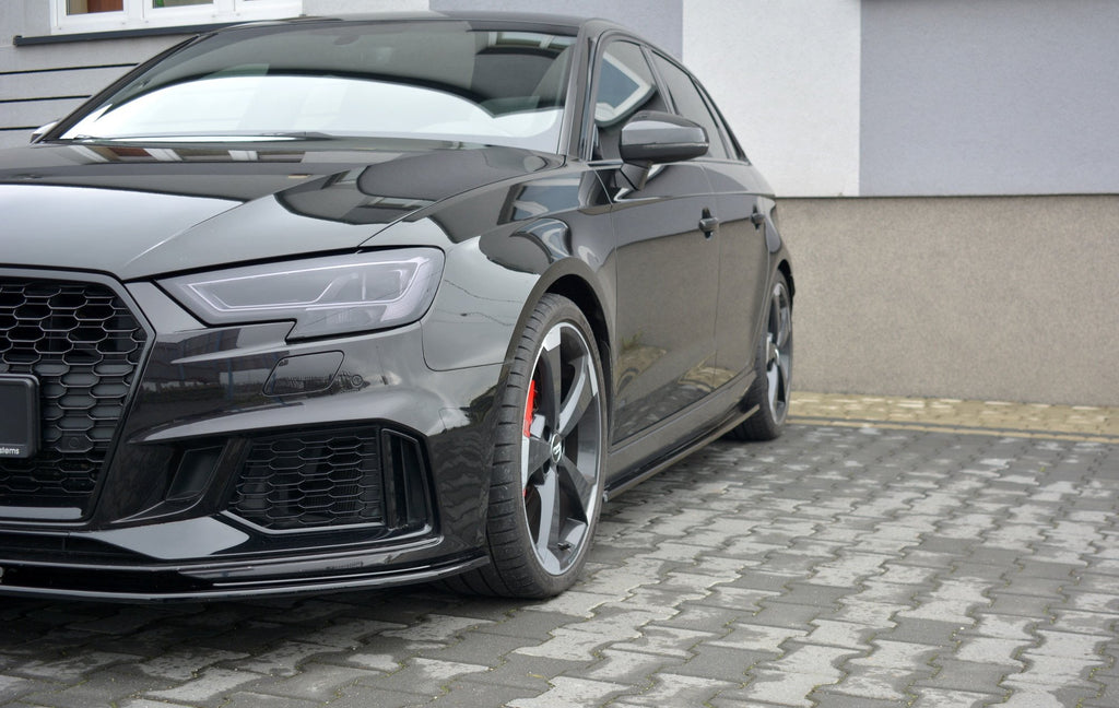 Maxton Design Street+ Seitenschweller Leisten passend für Audi RS3 Sportback 8V Facelift schwarz Hochglanz