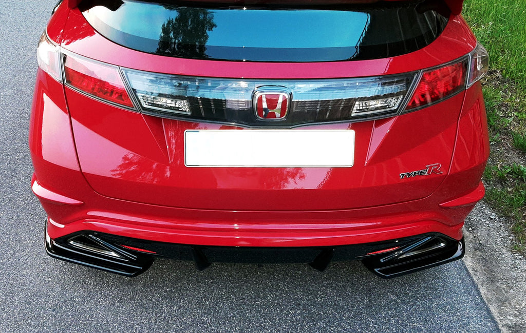 Maxton Design Heck Ansatz Flaps Diffusor passend für HONDA CIVIC VIII TYPE-R GP schwarz Hochglanz