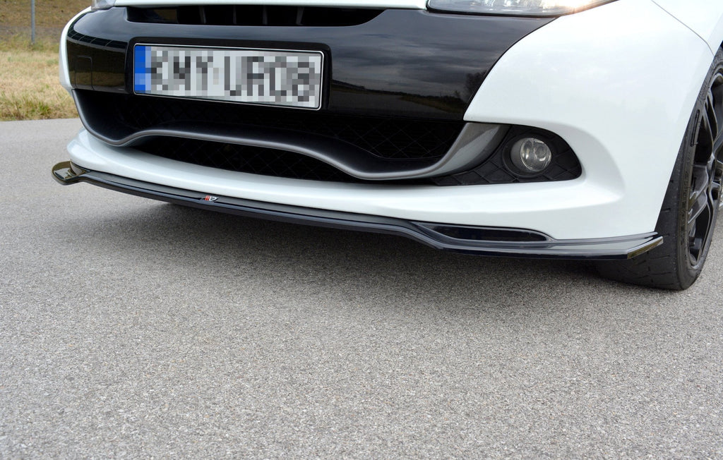 Maxton Design Street+ Spoilerlippe Front Ansatz V.1 passend für RENAULT CLIO MK3 RS FACELIFT schwarz Hochglanz