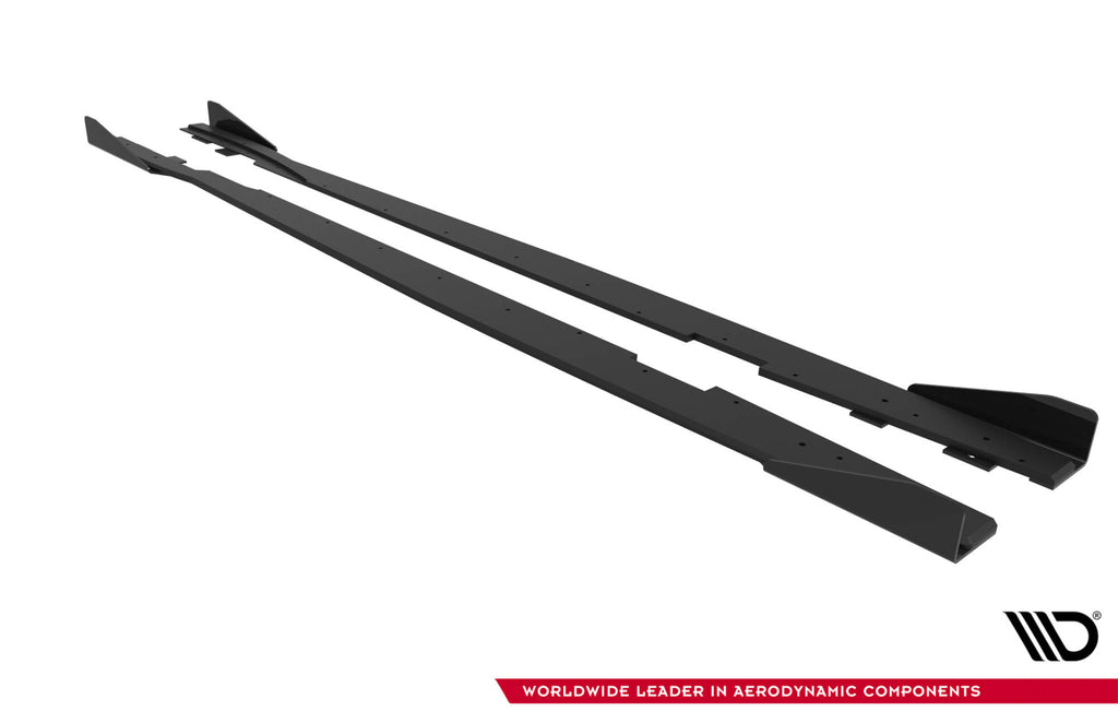 Maxton Design Street Pro Street+ Seitenschweller Leisten + Flaps passend für Ford Focus ST Mk3 Facelift schwarz Hochglanz