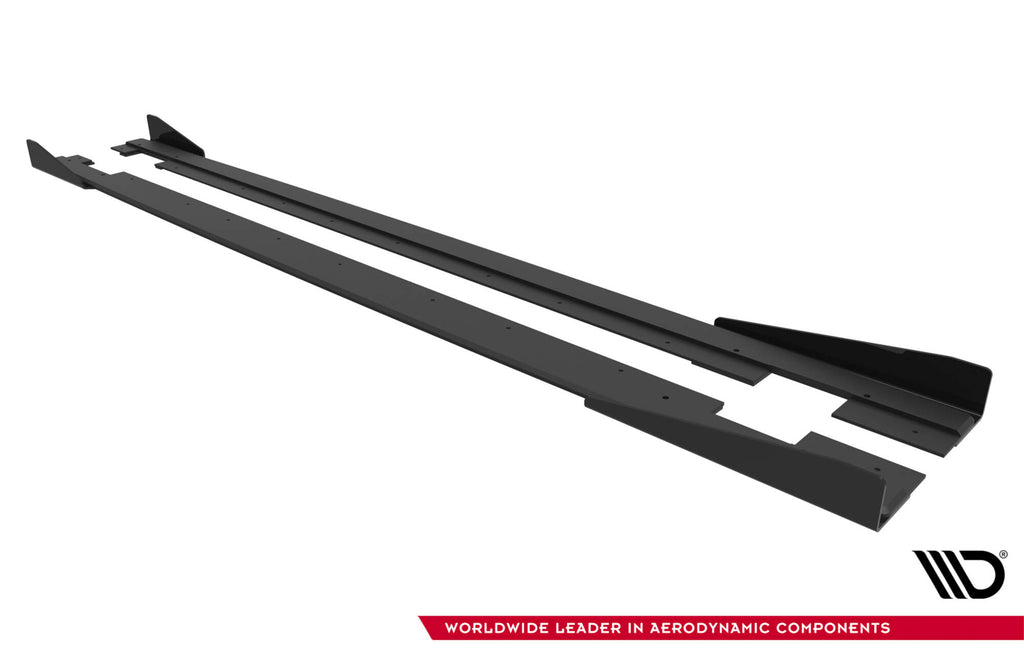 Maxton Design Street Pro Street+ Seitenschweller Leisten + Flaps passend für Audi TT S / TT S-Line 8J Facelift schwarz Hochglanz