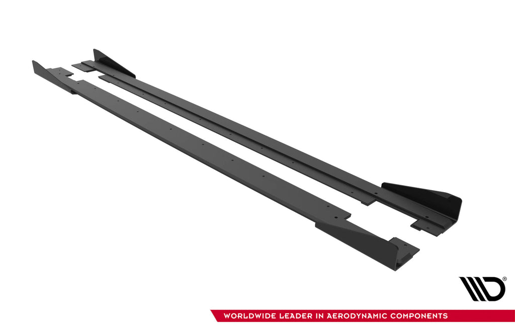 Maxton Design Street Pro Street+ Seitenschweller Leisten + Flaps passend für Audi TT S / TT S-Line 8J Facelift schwarz Hochglanz