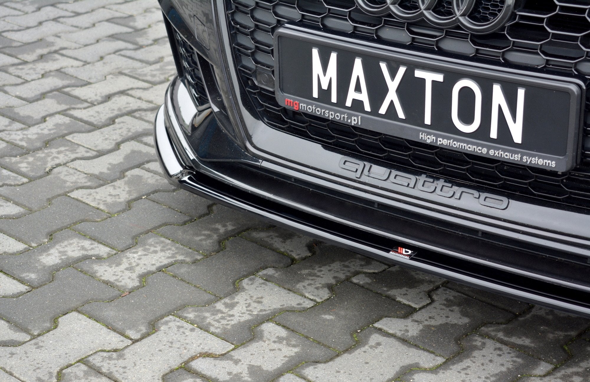 Maxton Design Street+ Spoilerlippe Front Ansatz V.2 passend für Audi RS3 Sportback 8V Facelift schwarz Hochglanz