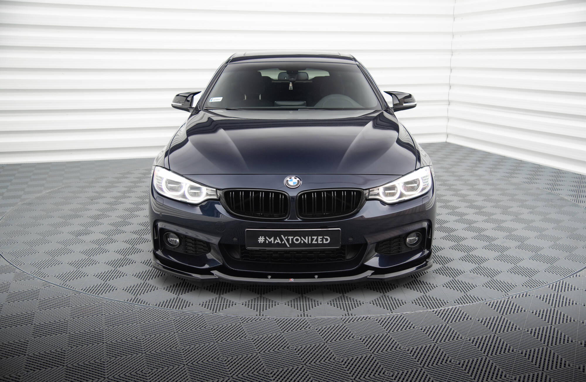 Maxton Design Street+ Spoilerlippe Front Ansatz V.6 passend für BMW 4er Coupe / Gran Coupe / Cabrio M-Paket F32 / F36 / F33 schwarz Hochglanz