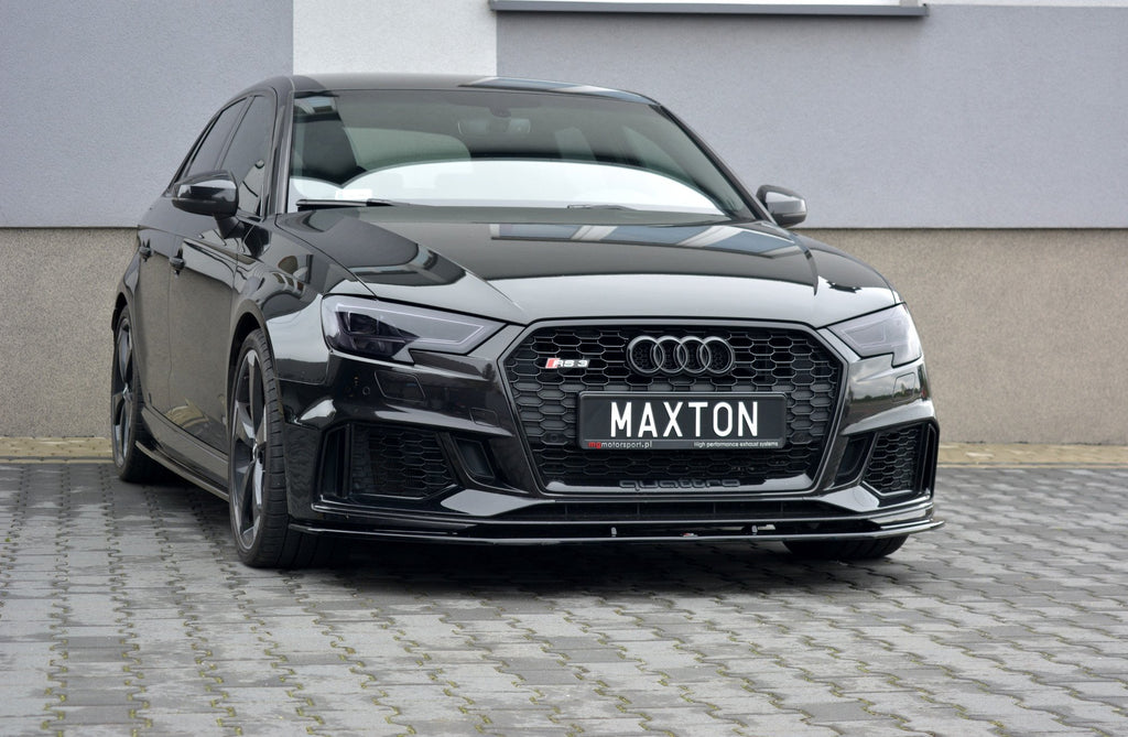 Maxton Design Street+ Spoilerlippe Front Ansatz V.1 passend für Audi RS3 Sportback 8V Facelift schwarz Hochglanz