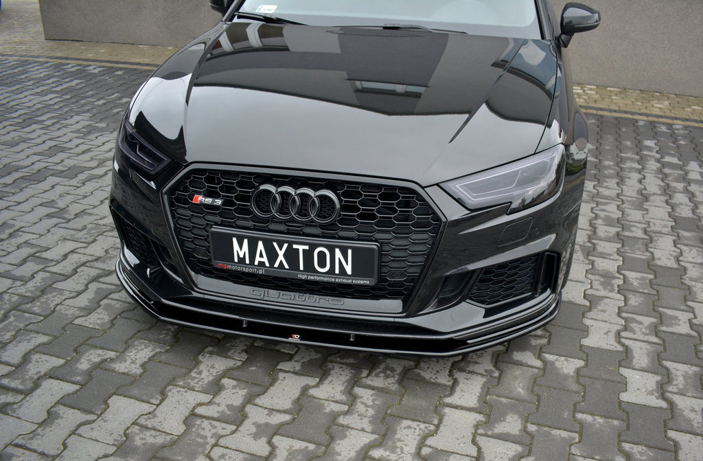 Maxton Design Street+ Spoilerlippe Front Ansatz V.1 passend für Audi RS3 Sportback 8V Facelift schwarz Hochglanz