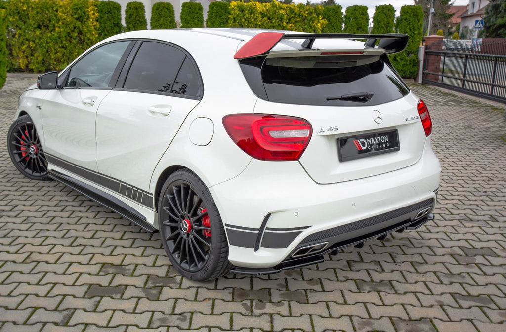 Maxton Design Heck Ansatz Flaps Diffusor passend für Mercedes A45 AMG W176 schwarz Hochglanz