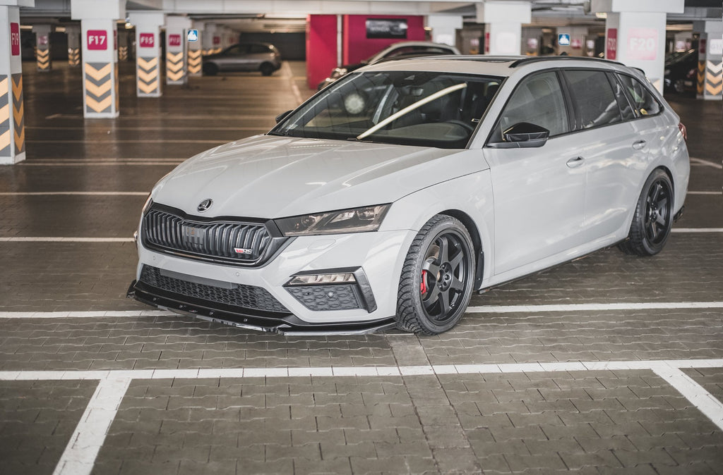 Maxton Design Street+ Spoilerlippe Front Ansatz V.3 passend für Skoda Octavia RS Mk4 schwarz Hochglanz