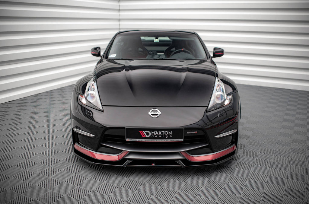 Maxton Design Street+ Spoilerlippe Front Ansatz V.2 passend für Nissan 370Z Nismo Facelift schwarz Hochglanz