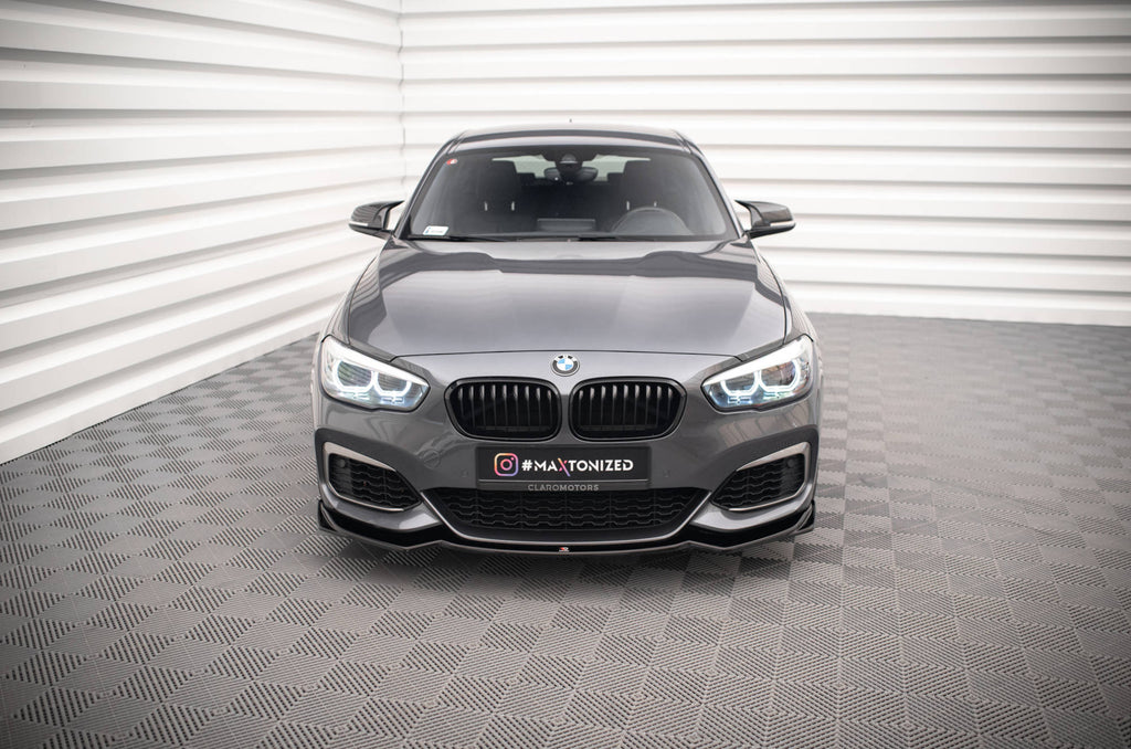 Maxton Design Street+ Spoilerlippe Front Ansatz V.2 passend für BMW 1er F20/F21 M-Power schwarz Hochglanz
