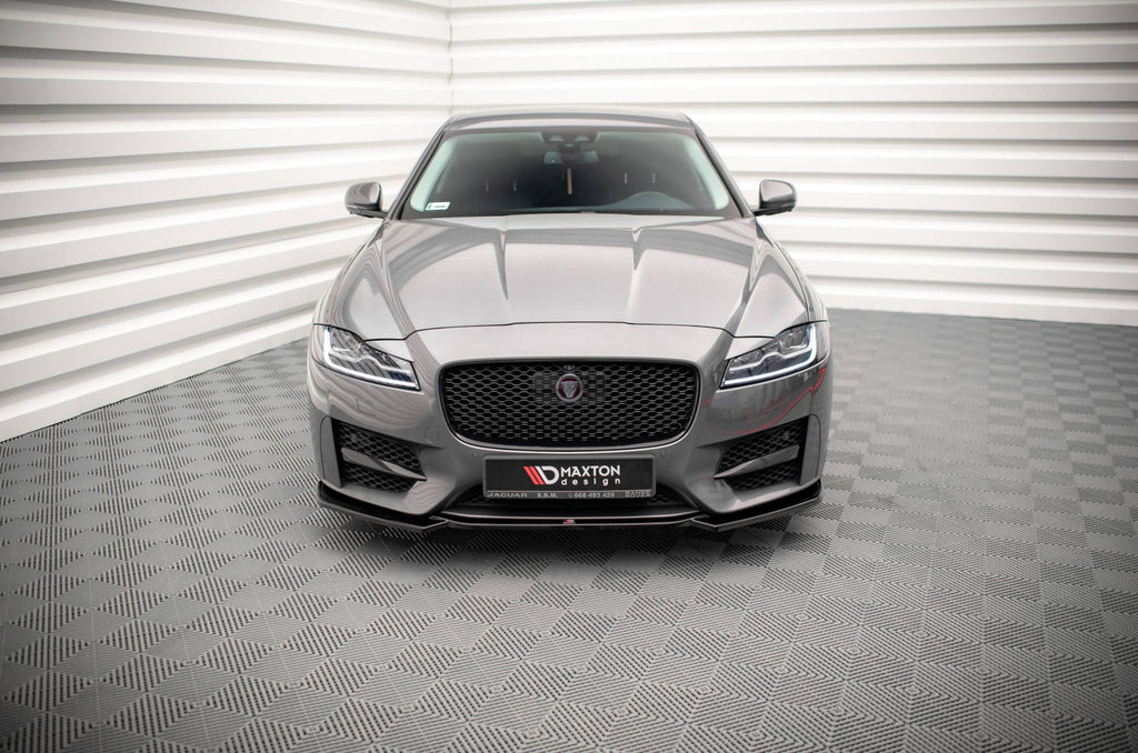 Maxton Design Street+ Spoilerlippe Front Ansatz V.1 passend für Jaguar XF R-Sport X260 schwarz Hochglanz
