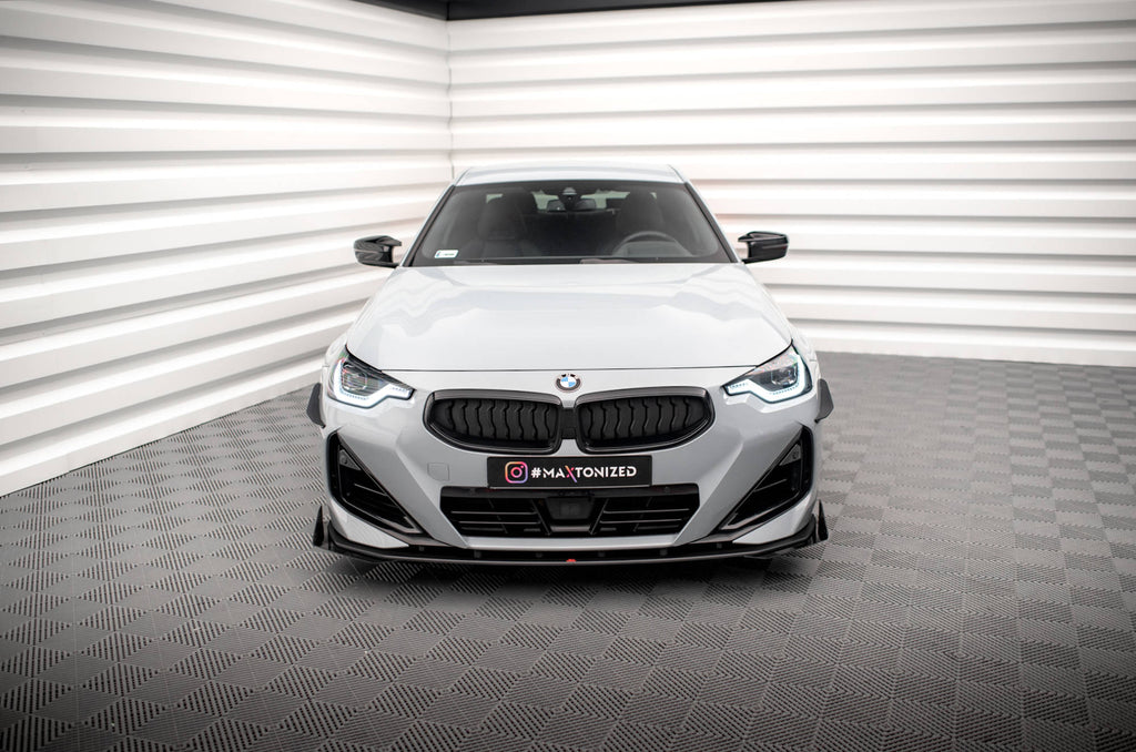 Maxton Design Street Pro Street+ Spoilerlippe Front Ansatz + Flaps passend für BMW 2 Coupe M-Paket / M240i G42 schwarz Hochglanz