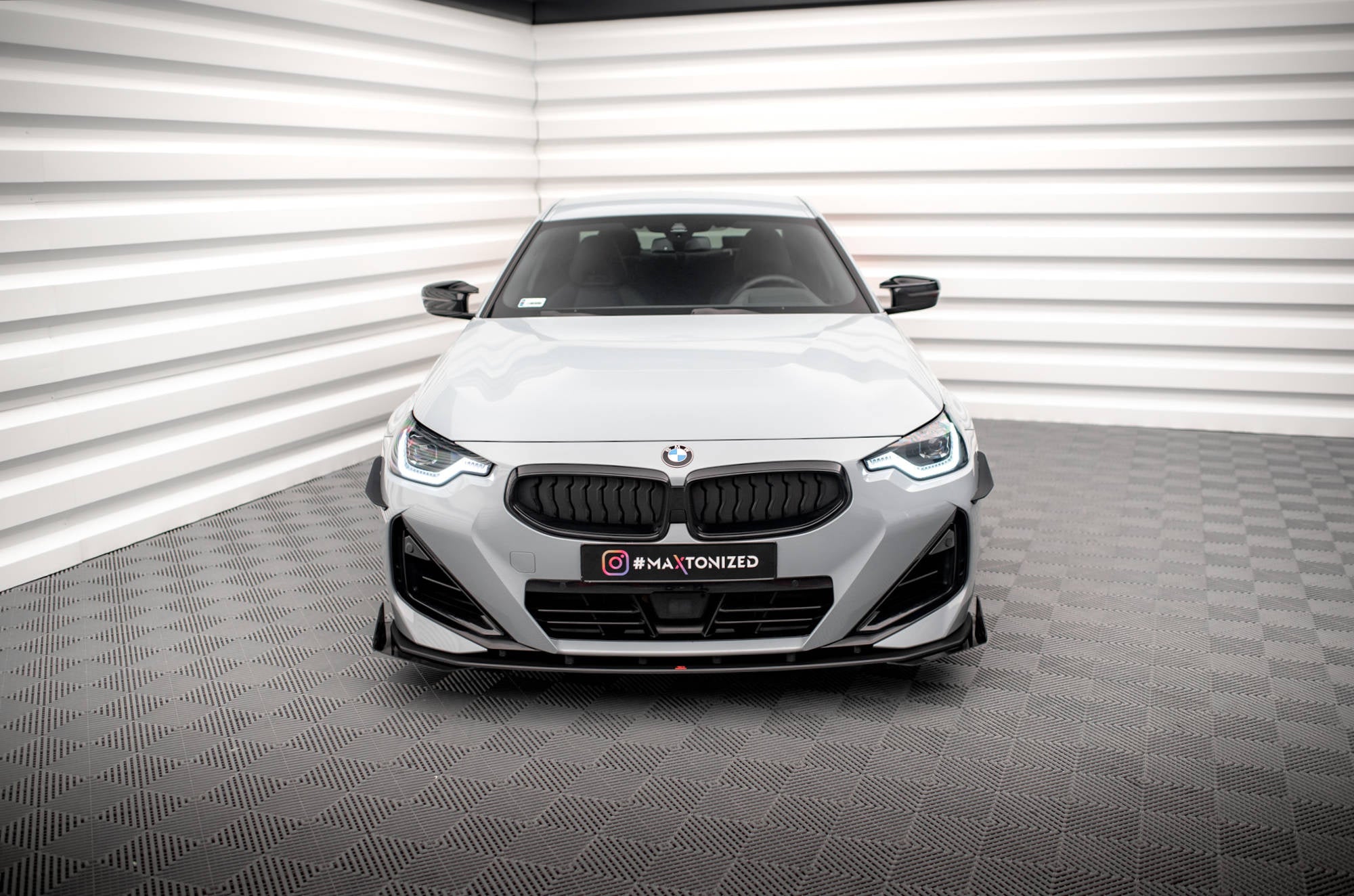 Maxton Design Street Pro Street+ Spoilerlippe Front Ansatz + Flaps passend für BMW 2 Coupe M-Paket / M240i G42 schwarz Hochglanz