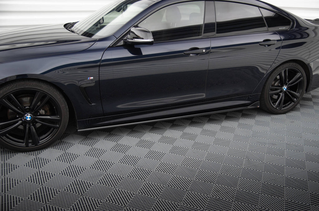 Maxton Design Street+ Seitenschweller Leisten passend für V.3 passend für BMW 4er Coupe / Gran Coupe / Cabrio M-Paket F32 / F36 / F33 schwarz Hochglanz