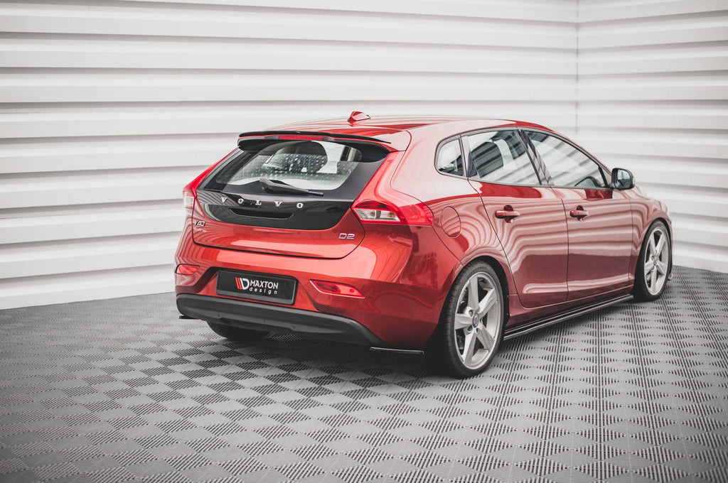Maxton Design Heck Ansatz Flaps Diffusor passend für Volvo V40 schwarz Hochglanz