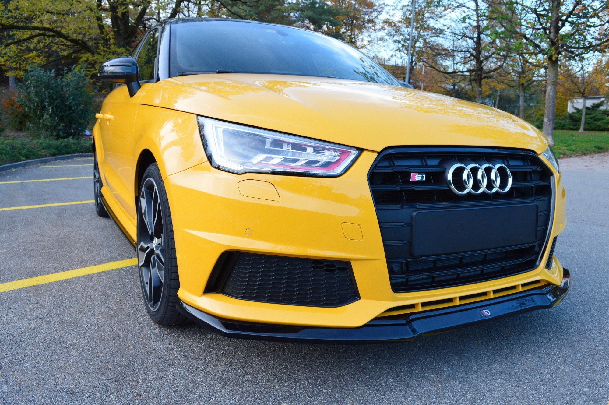 Maxton Design Street+ Spoilerlippe Front Ansatz passend für Audi S1 8X schwarz Hochglanz
