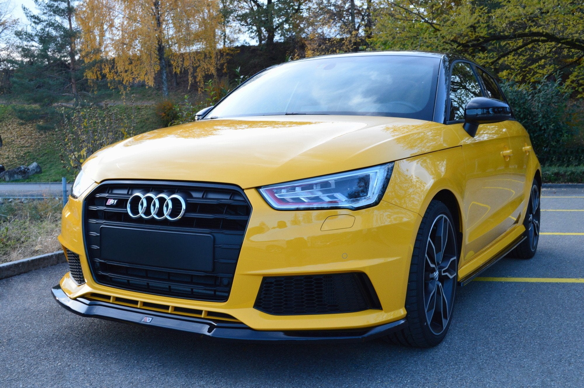 Maxton Design Street+ Spoilerlippe Front Ansatz passend für Audi S1 8X schwarz Hochglanz