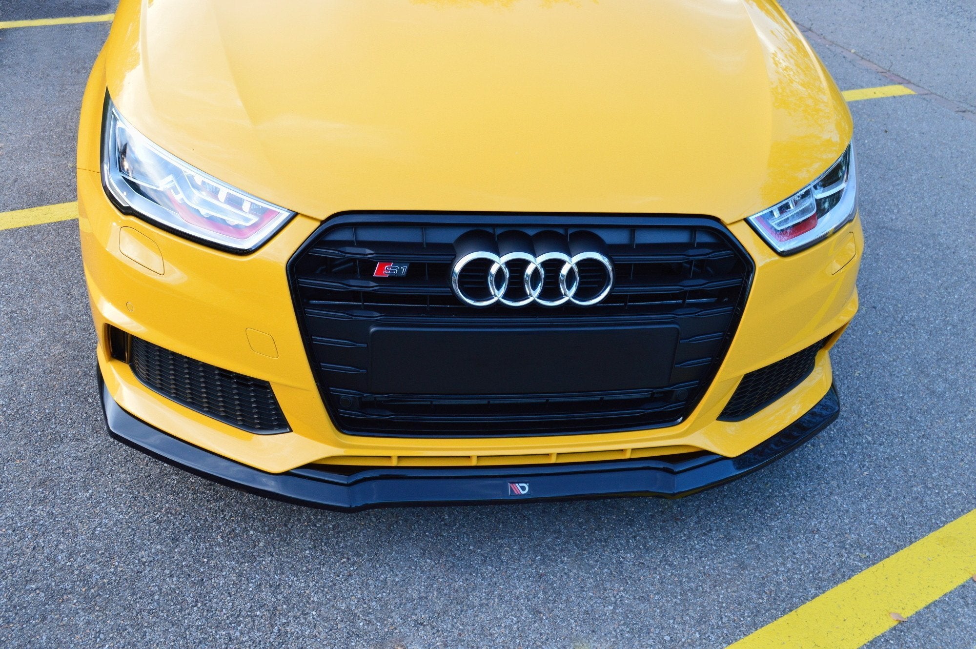 Maxton Design Street+ Spoilerlippe Front Ansatz passend für Audi S1 8X schwarz Hochglanz