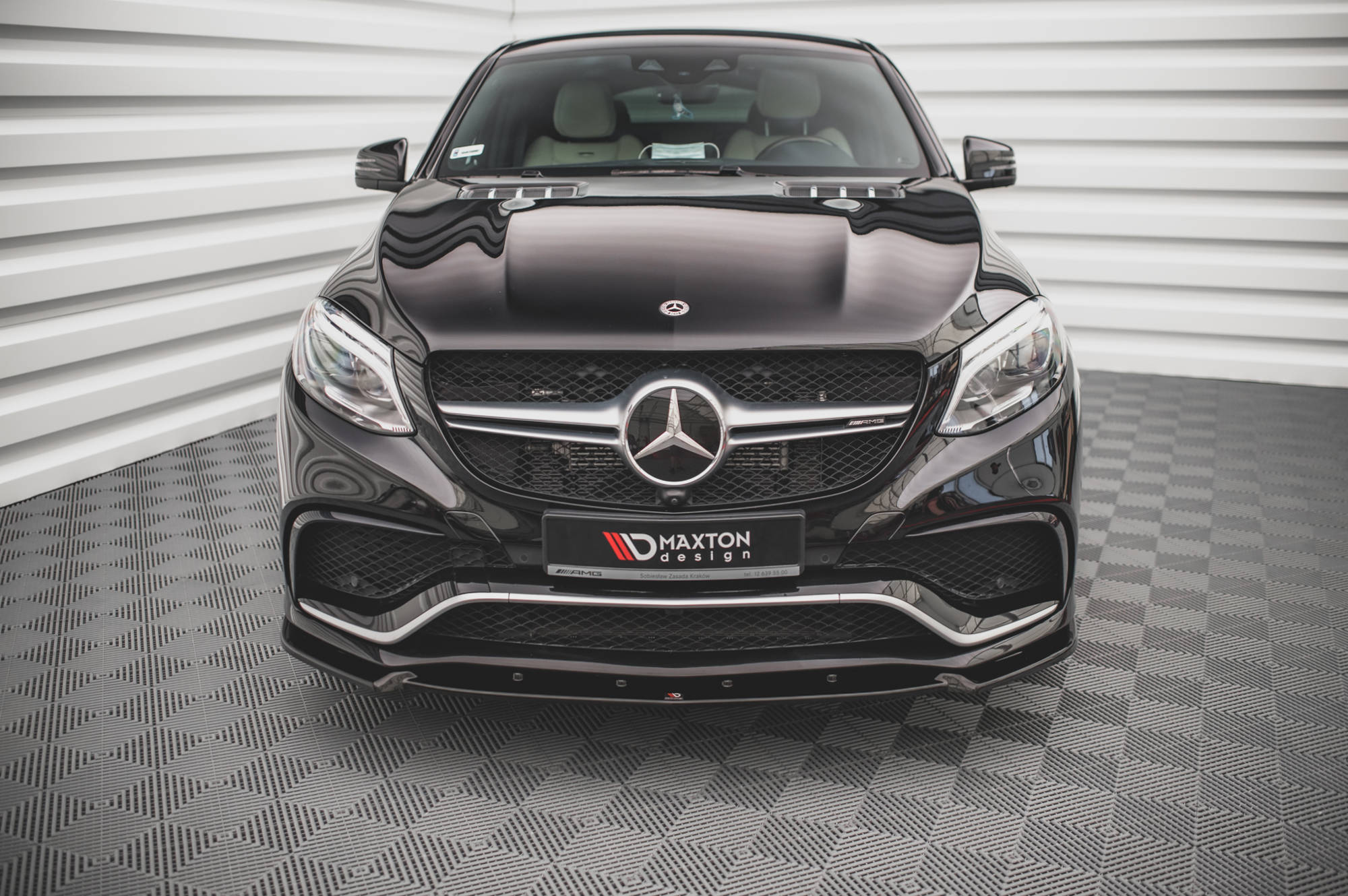 Maxton Design Street+ Spoilerlippe Front Ansatz V.1 passend für Mercedes-Benz GLE Coupe / SUV 63 AMG C292 / W166 schwarz Hochglanz