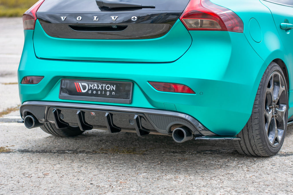 Maxton Design Heck Ansatz Flaps Diffusor passend für Volvo V40 R-design schwarz Hochglanz