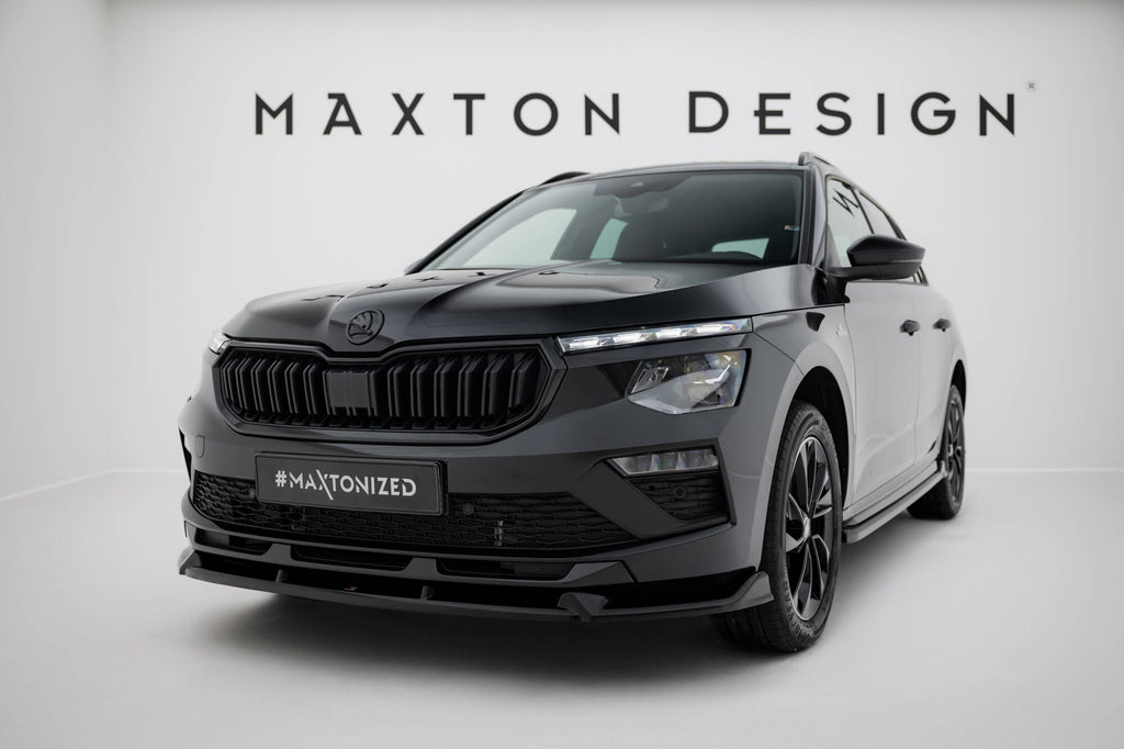Maxton Design Street+ Spoilerlippe Front Ansatz V.2 passend für Skoda Kamiq Monte Carlo Mk1 Facelift schwarz Hochglanz