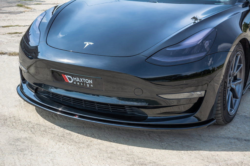 Maxton Design Street+ Spoilerlippe Front Ansatz passend für Tesla Model 3 schwarz Hochglanz