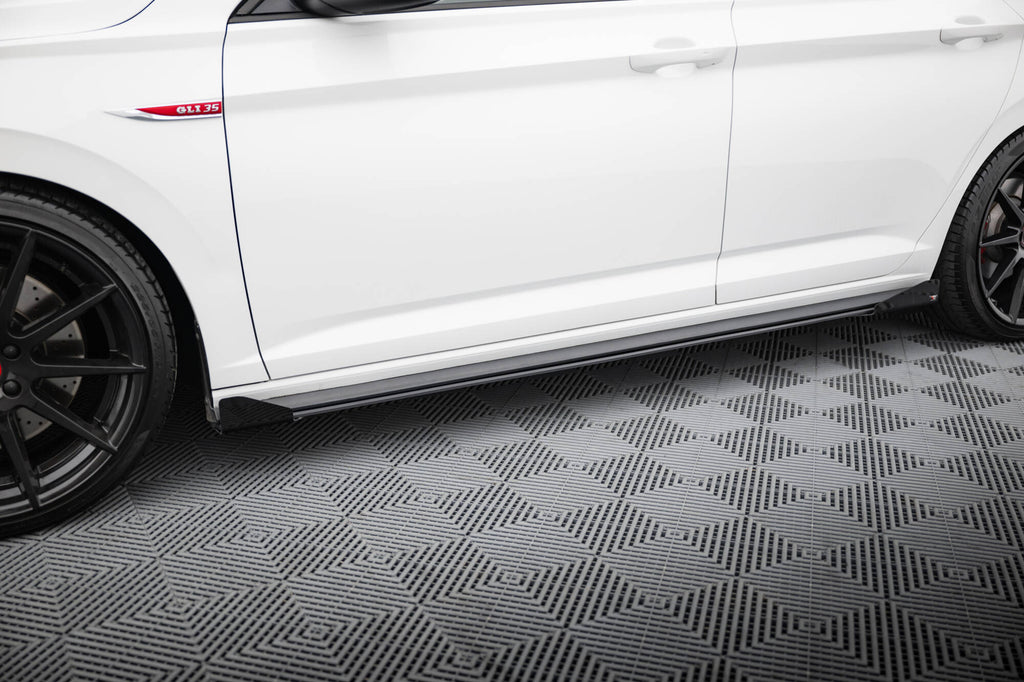 Maxton Design Street Pro Street+ Seitenschweller Leisten + Flaps passend für VW Jetta GLI Mk7 schwarz Hochglanz