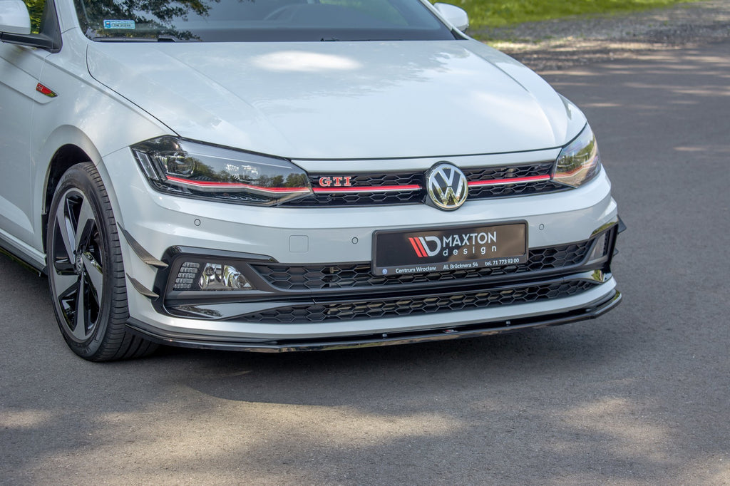 Maxton Design Street+ Spoilerlippe Front Ansatz V.1 passend für VW Polo GTI / R-line Mk6 schwarz Hochglanz