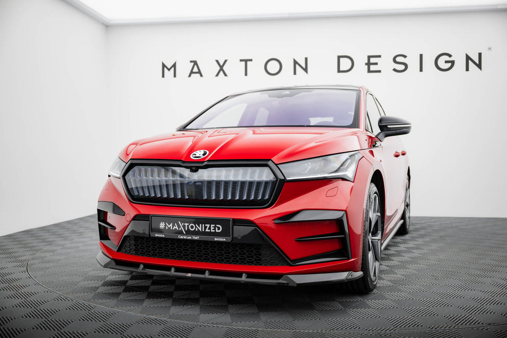 Maxton Design Street+ Spoilerlippe Front Ansatz passend für Skoda Enyaq Coupe iV RS schwarz Hochglanz