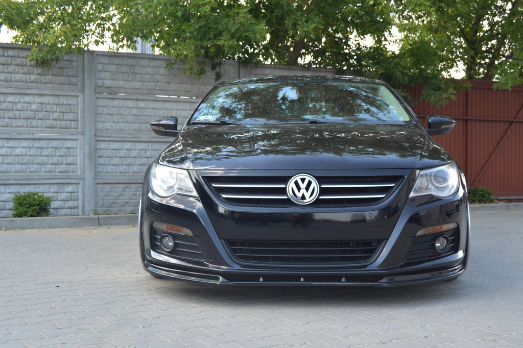 Maxton Design Street+ Spoilerlippe Front Ansatz V.1 passend für VW PASSAT CC vor Facelift, STANDARD STOßSTANGE schwarz Hochglanz