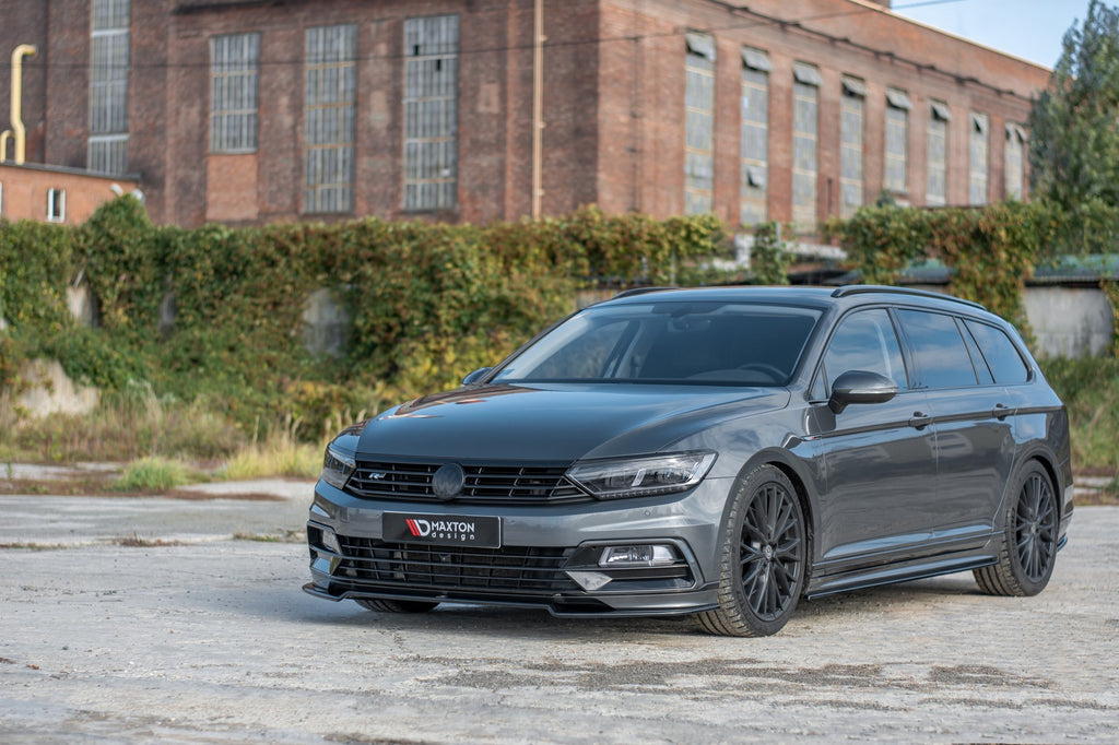 Maxton Design Street+ Spoilerlippe Front Ansatz V.2 passend für VW Passat R-Line B8 schwarz Hochglanz