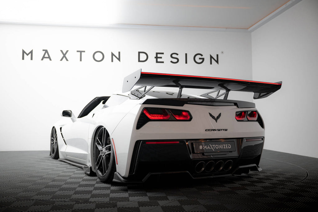 Maxton Design Carbon Spoiler With Upper Swan Mounting + LED Chevrolet Corvette Stingray / Grand Sport C7 für Chevrolet Corvette C7