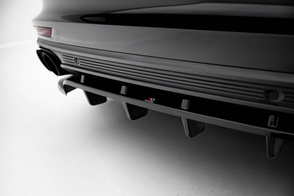 Maxton Design Street+ Mittlerer Diffusor RACE passend für Porsche Panamera Turbo S E-Hybrid / Panamera E-Hybrid / Panamera 4S 971 schwarz Hochglanz